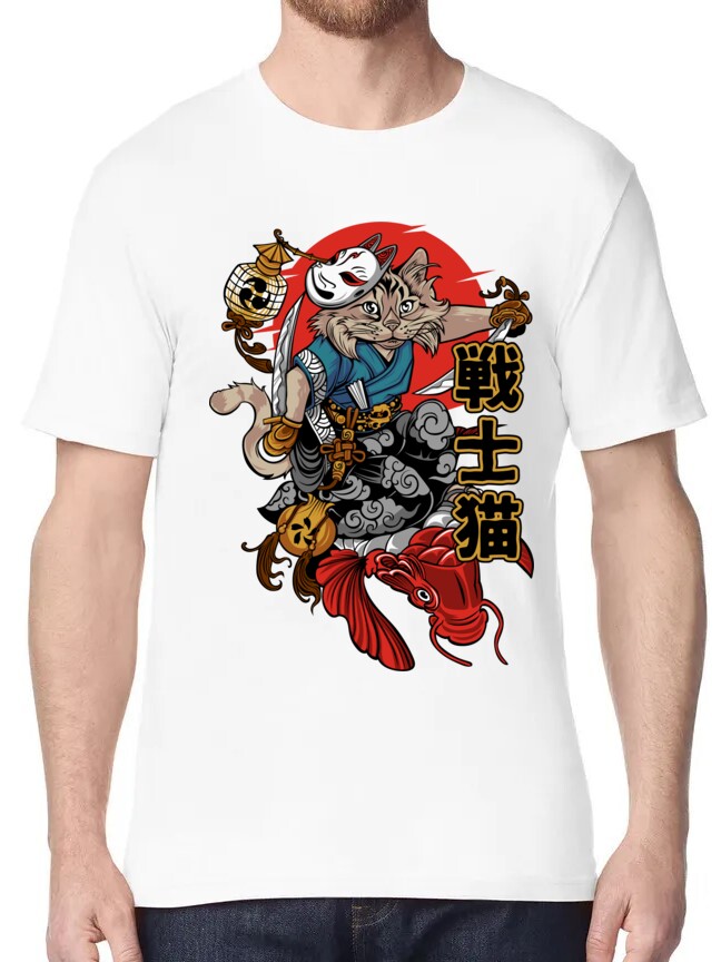 Cat Samurai – T-Shirt White Cat Samurai – T-Shirt White